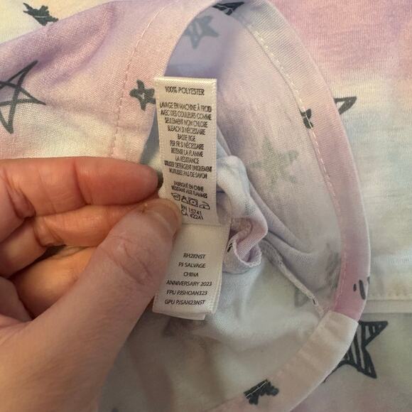 PJ Salvage Blue Purple Tie Dye Star Button Down Pajama Top Medium 10 Nordstrom - Picture 4 of 8